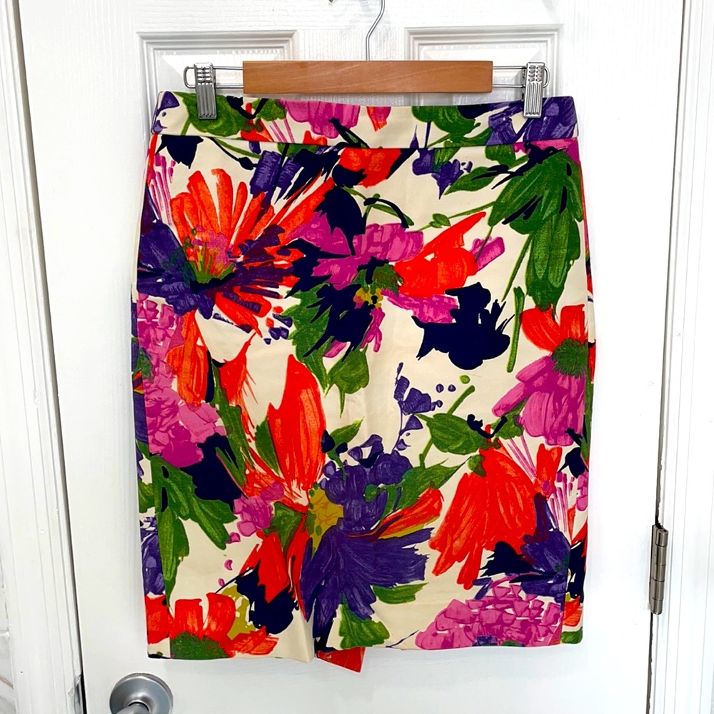 Floral J Crew pencil skirt